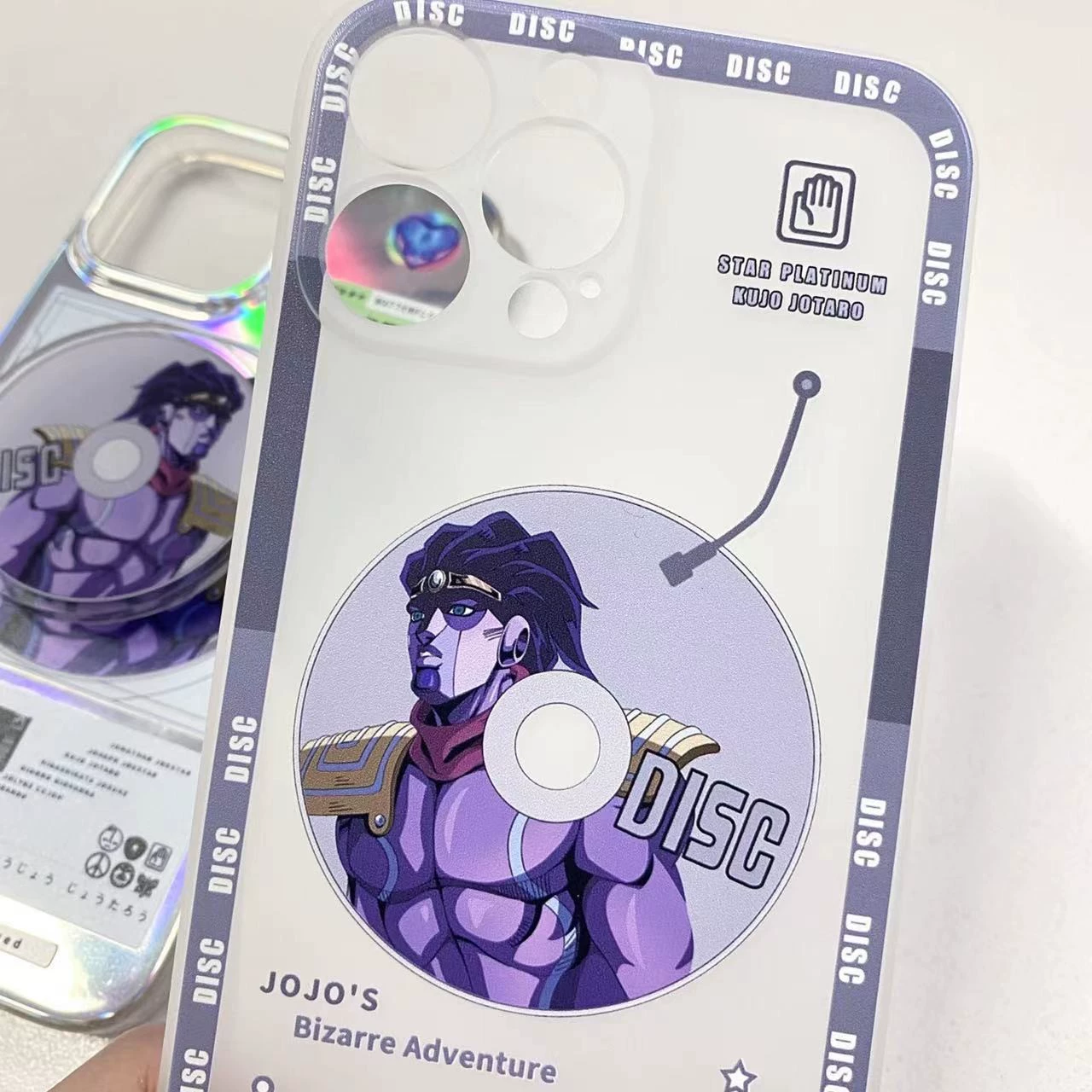 JoJo's Bizarre Adventure Cosplay Laser Phone Case Kujo Jolyne Jotaro Platinum Star Disc Print Anime Phone Case Stone Ocean womens halloween costumes