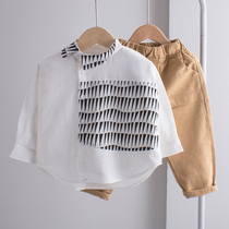 Childrens shirt boys long sleeve cotton shirt 2021 Autumn New Baby loose personality foreign style coat tide boy
