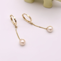 South Korea pure 14K gold female pearl earrings natural fresh water non-artificial fashion tassel simple Joker festival gift