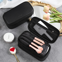 Double-layer multifunctional cosmetic bag female portable 2021 New Super Fire ins wind portable travel makeup brush storage bag