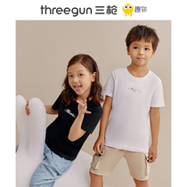 Luo Xiaohei joint name] three-gun clearance cotton children short-sleeved boys and girls printed outside wearing moisture wicking T-shirt