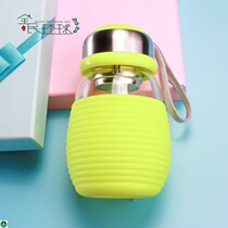  Creative with cover glass mug portable hot water student with cover mini-mouth cup Tourist anti-leakage small gift cup