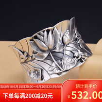 Foot Silver 999 Retro Nation 100 Hitch Personality Opening Wide Face Leaf Butterfly Frog Dragonfly Lotuss Landscape Bracelet