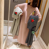 Fat sister loose size nightgown cotton sweet pajamas female spring and autumn long girl student home clothes 200kg