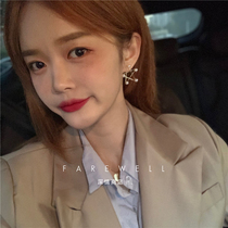 ins Korean temperament Net red ~ five-pointed star pearl earrings female earrings 2021 New Tide Chinese restaurant Yang Zi same model