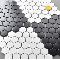 Hexagon ceramic mosaic Nordic bathroom floor non-slip puzzle black and white hexagonal background wall turn