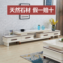 First Class Furniture Marble Rock Plate TV Cabinet Tea Table Composition Suit Modern Minima Nordic Living Room Telescopic Solid Wood