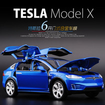 Tesla simulation alloy sound and light return force car Model 1:32ModelX car boy toy gift