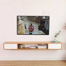 Solid wood suspended TV cabinet hanging cabinet hanging simple and small family type bedroom set-top box wall-mounted storage cabinet