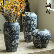 Jingdezhen Handmade Green Flower Bottle Living-room Flower Arrangement Swaying Pieces Daily Style Home Minimalist Meditation Retro Ceramic Intercalation Floral