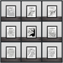 China city map North guanghang art illustration solid wood decoration table hanging frame ornaments home picture frame photo frame