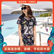 Sagini swimsuit female small chest gathered Korean sports fan flat angle split three-piece swimsuit spa swimsuit