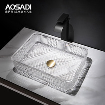 Ossati Rectangular Glass Washbasin Terrace Basin Home Single Basin Hotel Washbasin Pool Nordic Light Lavish Art Basin