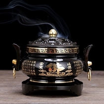 Yuantong Buddha supplies Taiwan pure copper incense burner for Buddha Heart Sutra sandalwood purification furnace household knot incense stove