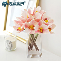 Meiyi feel small Cymbidium simulation decorative flower combination set with bottle sink table coffee table floral ornaments