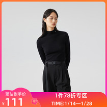 LILY winter color-blocking merino wool turtleneck sweater