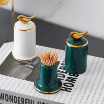 Eurostyle toothpick cylinder light and luxurious ceramic toothpick tank box Creative home living room hotel restaurant Personality Cotton Sign Barrel Containing