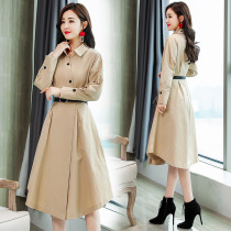 Autumn womens long sleeve dress 2020 fashion Korean version of womens long autumn temperament windbreaker skirt