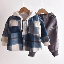 Childrens clothing childrens coat men plus velvet autumn winter clothes foreign boys baby children thick woolen warm coat hooded