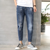 Tide Card Spring Summer New Water Washed Men Tightness Jeans Pedicure Easy 100 lap 90% Pants Male Korean version Trend