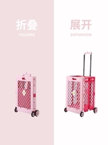 Trolley car foldable food box shopping cart light cart shopping small cart buying vegetable artifact portable small pull cart buy car