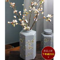 New Chinese creative ins vase ceramic ornaments home living room TV cabinet porch flower arrangement retro decorative flower Ware