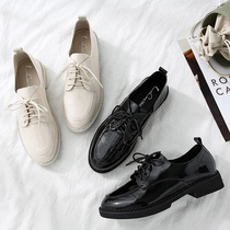 British style small leather shoes womens soft leather 2020 new student flat flat strap thick heel college style spring and autumn low heel shoes