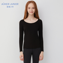  (Autumn and winter new products love children 9-year-old adolescent girl student large round neck invisible bottoming top)