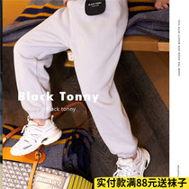 20 Little Black Tony thickened childrens health pants Autumn and winter pants warm cotton pants velvet pants Little Black Tony casual pants