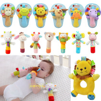 Baby rattle BB stick puzzle plush fabric grip stick baby hand grab 0-1 year old pinch call hand rattle toy