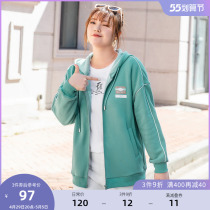 (clear cabin RMB120 ) big code womens clothing 2021 fat mm winter dress with cap zipped stamp and velvety coat with velvet jacket