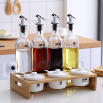 Household glass oil bottle Seasoning bottle can combination set Kitchen ceramic seasoning box Seasoning tank Pepper seasoning salt tank