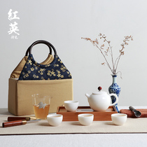 Hongying ceramic Jingdezhen goat Jade white porcelain kung fu tea set simple portable travel teapot tea tray tea cup