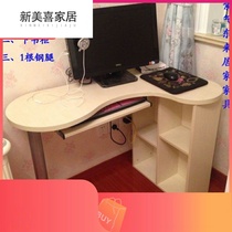 Floating window computer desk corner desktop computer desk with bookshelf bookcase curved table semicircular against wall