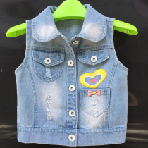 Girl cowboy vest Korean baby vest 2021 Spring Summer New 5 thin 6 baby baby horse clip 7 outside wear 8 years old