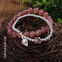 Natural new kit spot tassel strawberry crystal bracelet multi-layer womens hand string peach flower good jewelry