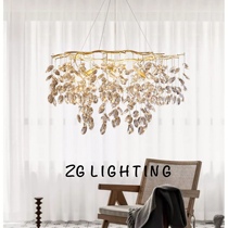 All-Top American French light luxury crystal chandelier after modern simple living room lamp villa restaurant bedroom lamp branch lamp