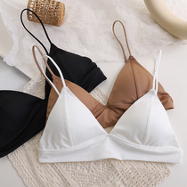 French thin back sexy bra girl triangle cup bra comfortable breathable thin shoulder strap small chest underwear women