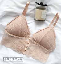 No steel ring bralette French sexy Lei ribbon chest pad three-dimensional ultra-thin sling bra underwear vest