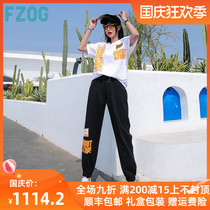 FZOG fezog Sports and Leisure set women summer fashion brand 2021 New loose hip hop overalls two-piece pants