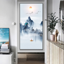 Home entrance painting vertical decorative painting Zhaocai Feng Shui new Chinese living room aisle wall painting corridor landscape hanging painting