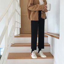 South Korea 2021 New High waist suit wide leg pants female Korean casual pants black nine straight pipe pants