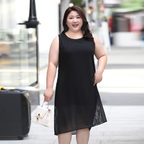 Busong large size summer bottom vest skirt women sleeveless plus fat plus size 200kg fat MM medium long dress