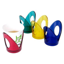 South Korea Imports Disposable Cupcups Heat Insulation Plastic Cup Cover Paper Cups Special Heat Insulation Cover ABS Plastic Cup Sleeve 4P