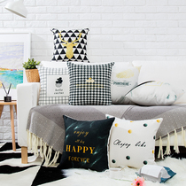 Nordic simple cotton and linen pillow sofa cushion car bedside cushion pillowcase office waist pillow core