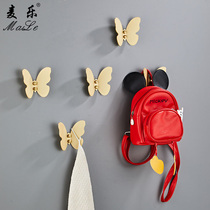 Brass brushed solid light luxury creative adhesive hook Xuanun closed clothes hook Wall Wall decoration personality butterfly hook single hook