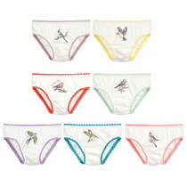 British single SMC pure original childrens underwear girl child organic cotton bird printing briefs seven-piece underwear