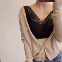 Large size thin section big chest small lace bra breast shockproof vest style comfortable sexy fat MM underwear without steel ring