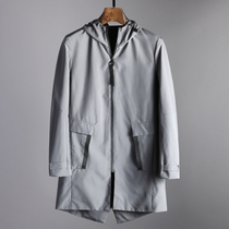 Who wears the handsome autumn mens slim long hooded jacket fashion trendy mens long windbreaker