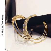 2020 New Tide ear ring S925 silver pin circle earrings female Korean temperament personality Net red wild ear ornaments